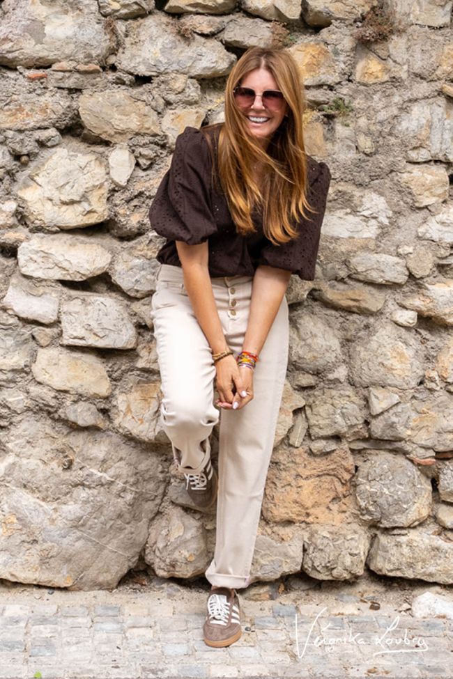 James 400/60 girlfriend von Véronika Loubry Jeans mit High Waist in Beige