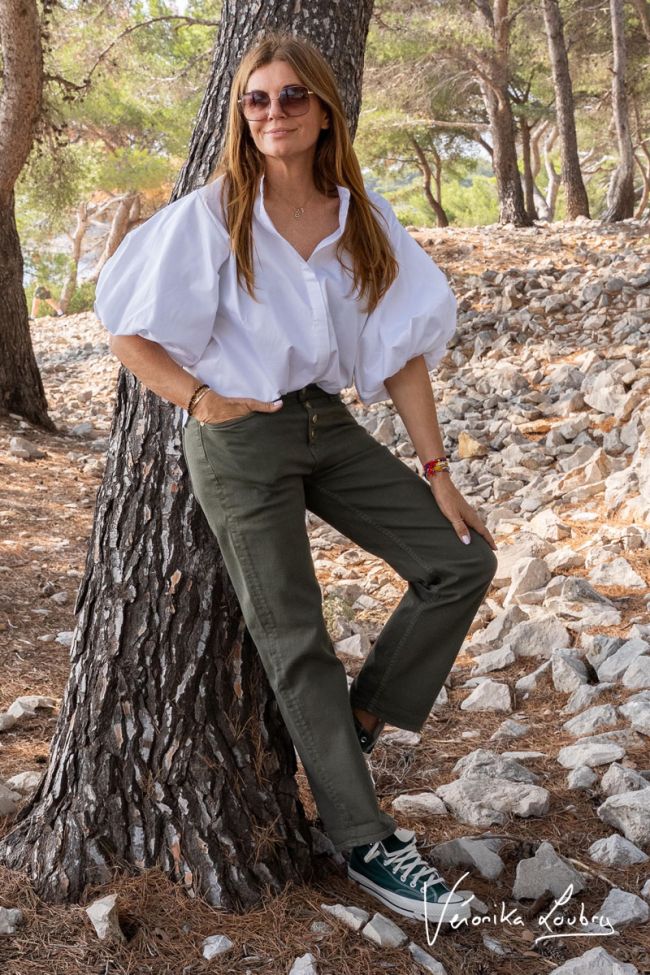 James 400/60 girlfriend von Véronika Loubry Jeans mit High Waist in Khaki