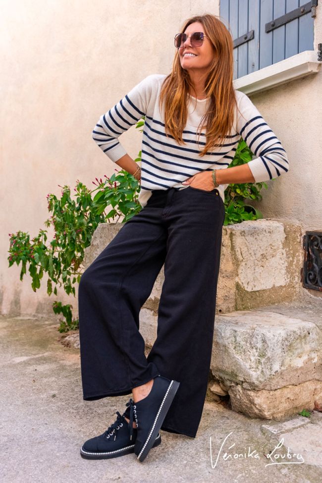 Jeans tencel wide leg Muriel by Véronika Loubry high waist schwarz 