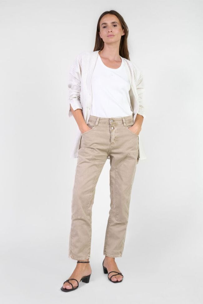 Jeans 400/60 girlfriend Work High Waist beige