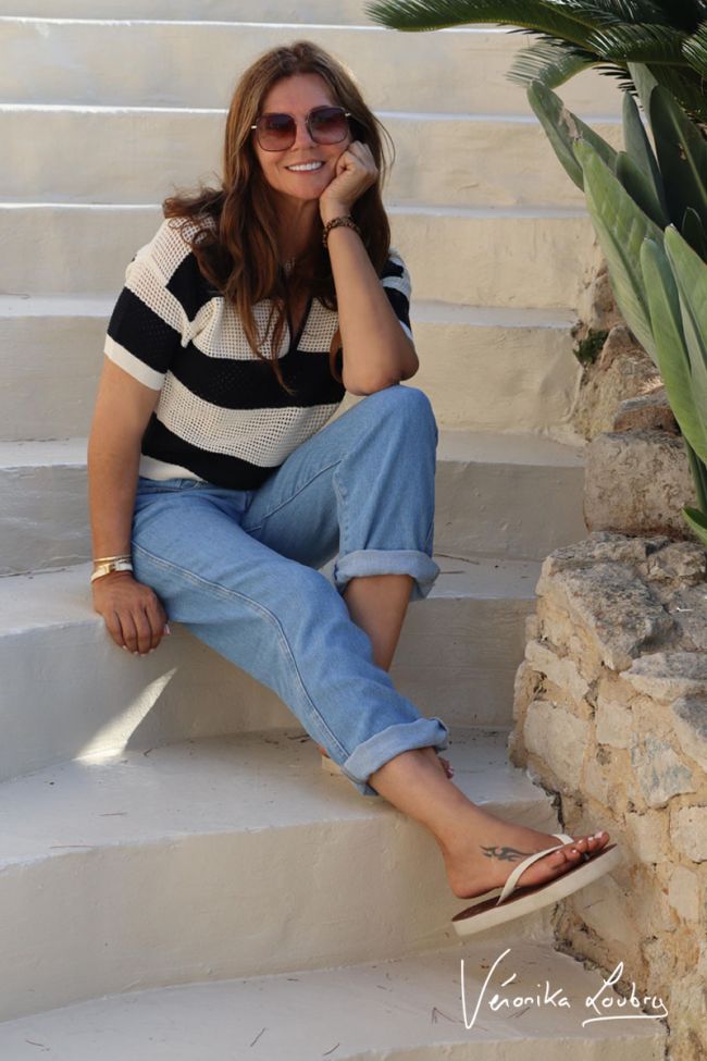 James 400/60 girlfriend by Véronika Loubry Jeans mit High Waist aus blauem Tencel