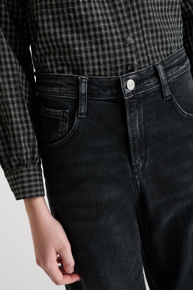 Jeans regular wide Revers High Waist schwarz Nr. 1