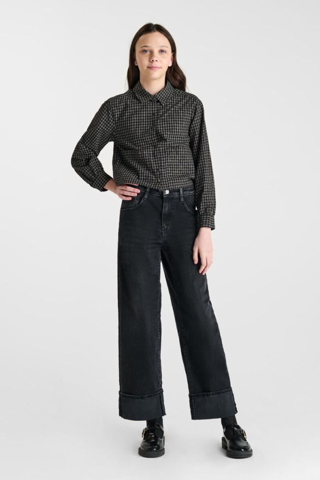 Jeans regular wide Revers High Waist schwarz Nr. 1