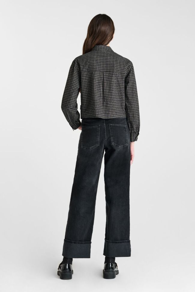 Jeans regular wide Revers High Waist schwarz Nr. 1