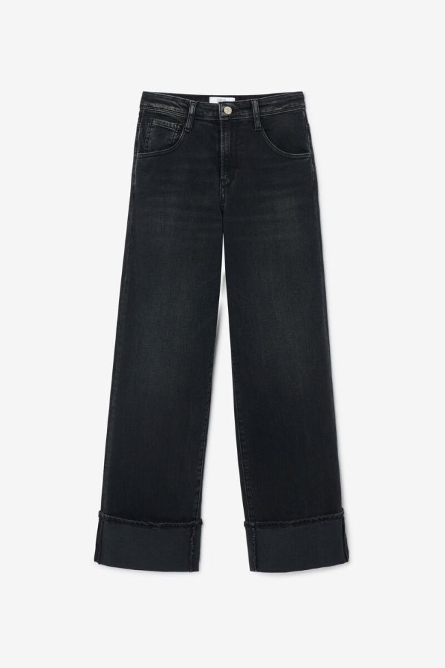 Jeans regular wide Revers High Waist schwarz Nr. 1
