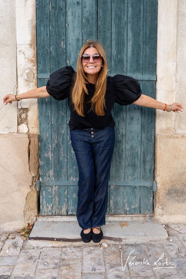 James 400/60 Girlfriend by Véronika Loubry High-Waist Jeans aus dunkelblauem Tencel