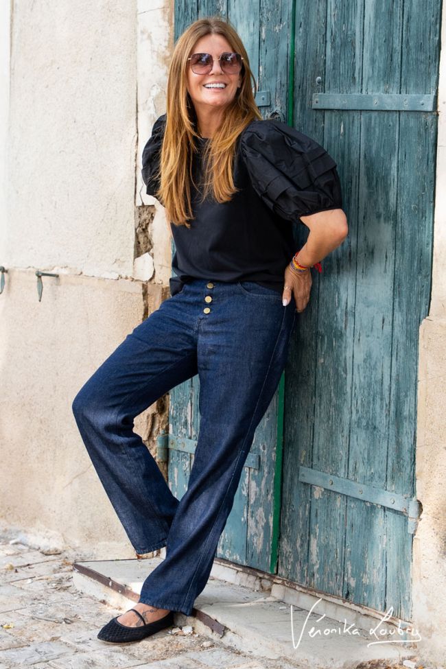 James 400/60 Girlfriend by Véronika Loubry High-Waist Jeans aus dunkelblauem Tencel