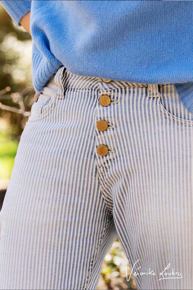 James 400/60 Girlfriend Jeans von Véronika Loubry blau high waist gestreift