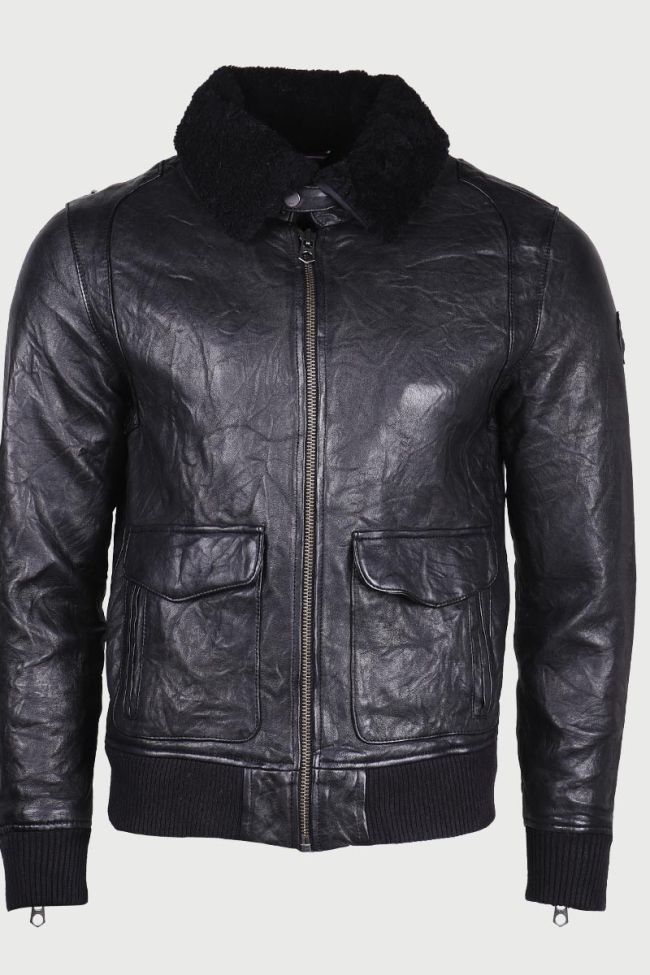 Blouson en cuir Yann noir