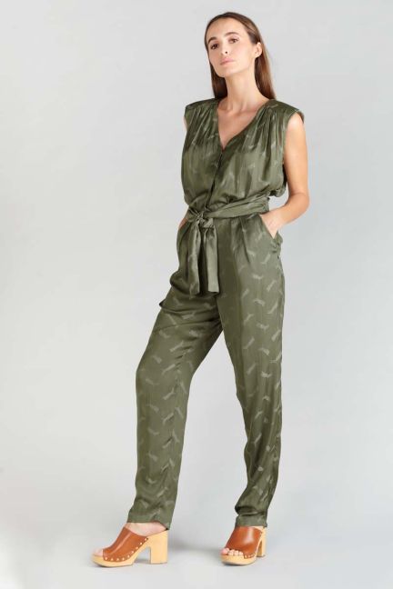 Jumpsuit Arte aus khakifarbenem Jacquard