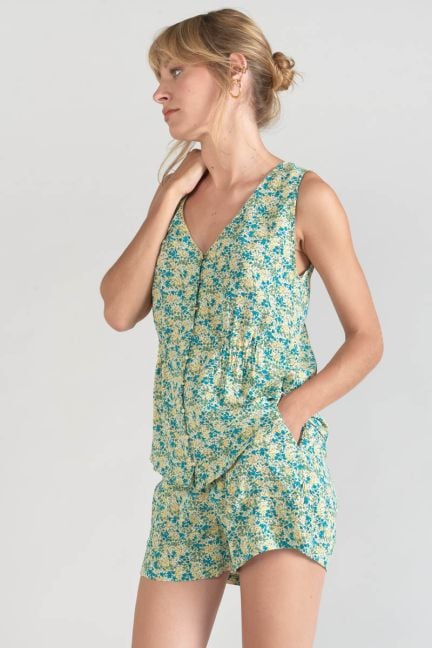 Top Craig mit grünem und blauem Blumenmuster