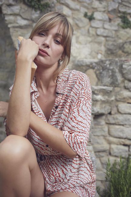 Bluse Freila mit orange-schwarzem Muster