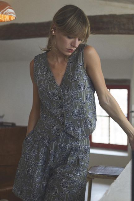 Weste Gish khaki mit Blumenmuster