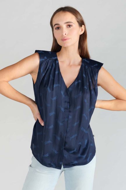Top Missou aus marineblauem Jacquard