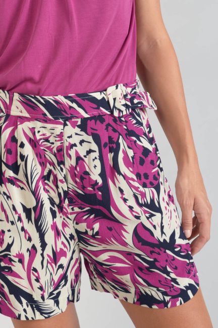Shorts Armelle mit Dschungelmuster in Violine