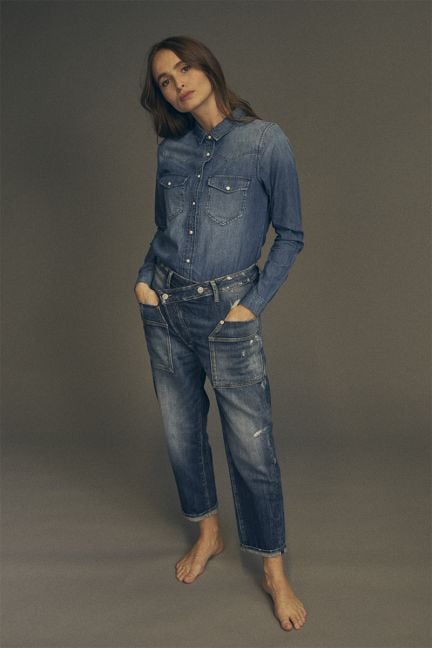 Jeans boyfit Cosy pocket 7/8 destroy blau Nr.2