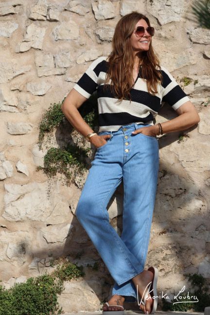 James 400/60 girlfriend by Véronika Loubry Jeans mit High Waist aus blauem Tencel