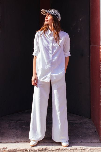 Jeans tencel wide leg Victoria high waist  Weiß