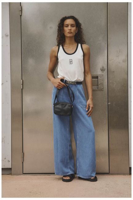 Jeans tencel wide leg Victoria high waist blau