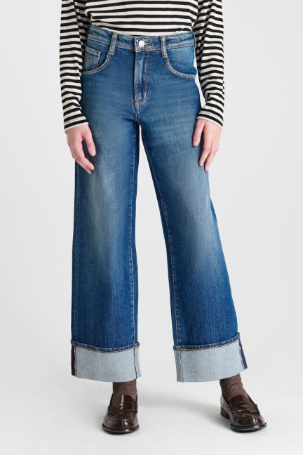 Jeans regular wide Revers High Waist blau Nr. 4