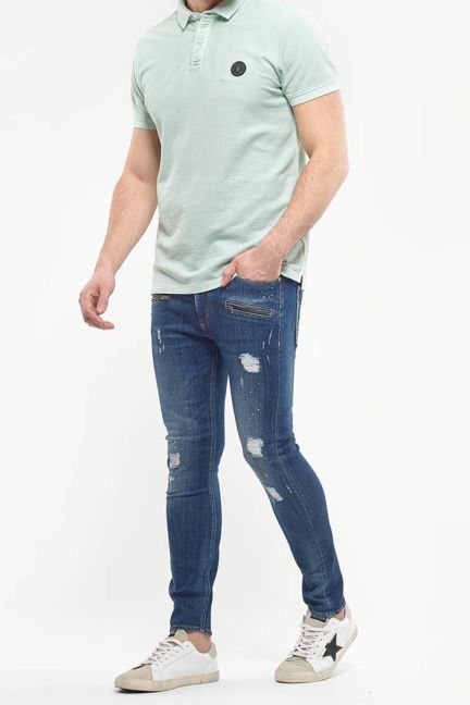 900/15 Tapered jeans destroy blau Nr.2