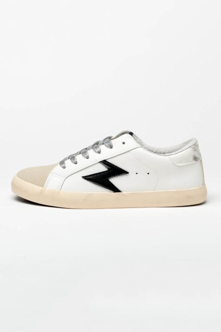 Weiße Soho-Sneakers mit schwarzem Blitz