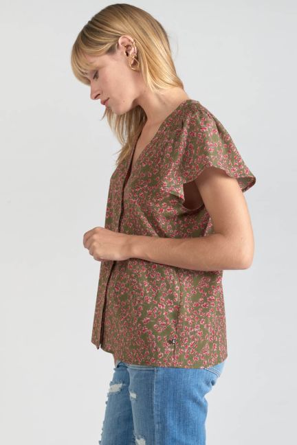 Top Norine khaki mit Blumenmuster