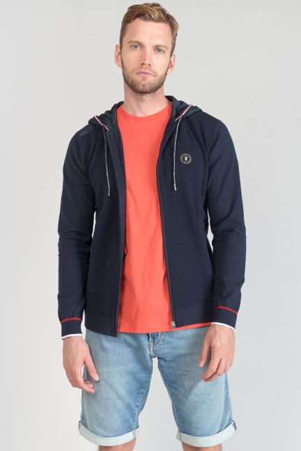Jacke Mistre aus zwei Materialien in Marineblau