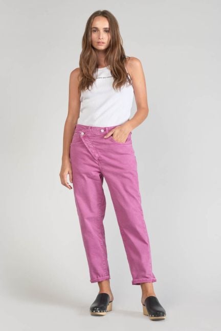 Cosy boyfit 7/8 jeans in violett-rosa