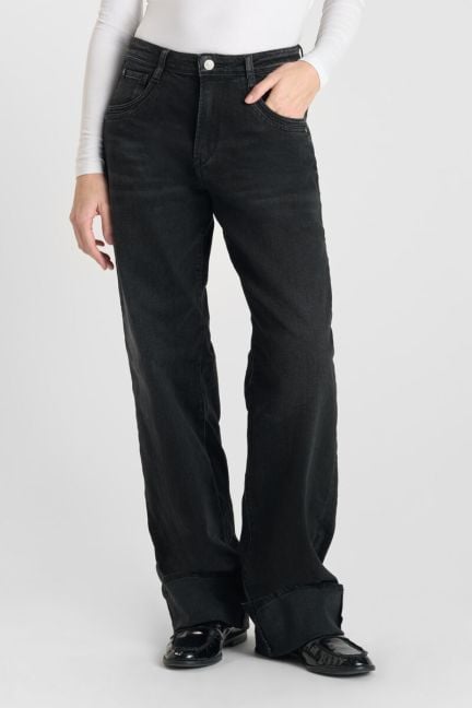 Jeans 400/28 wide leg Revers high waist schwarz Nr.1