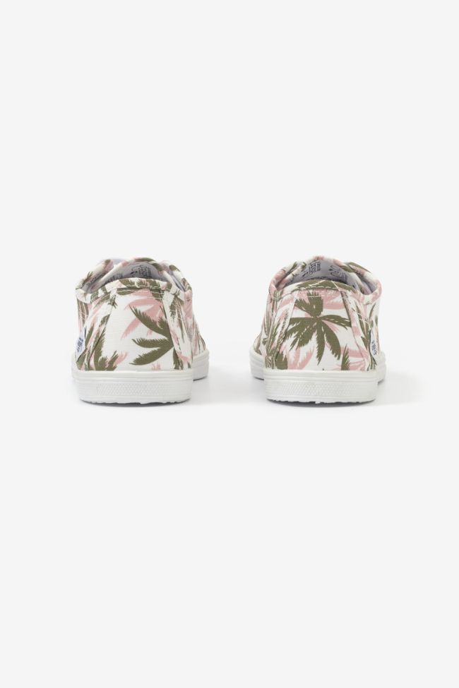 Sneakers Basic in Rosa und Khaki mit Palmenmuster