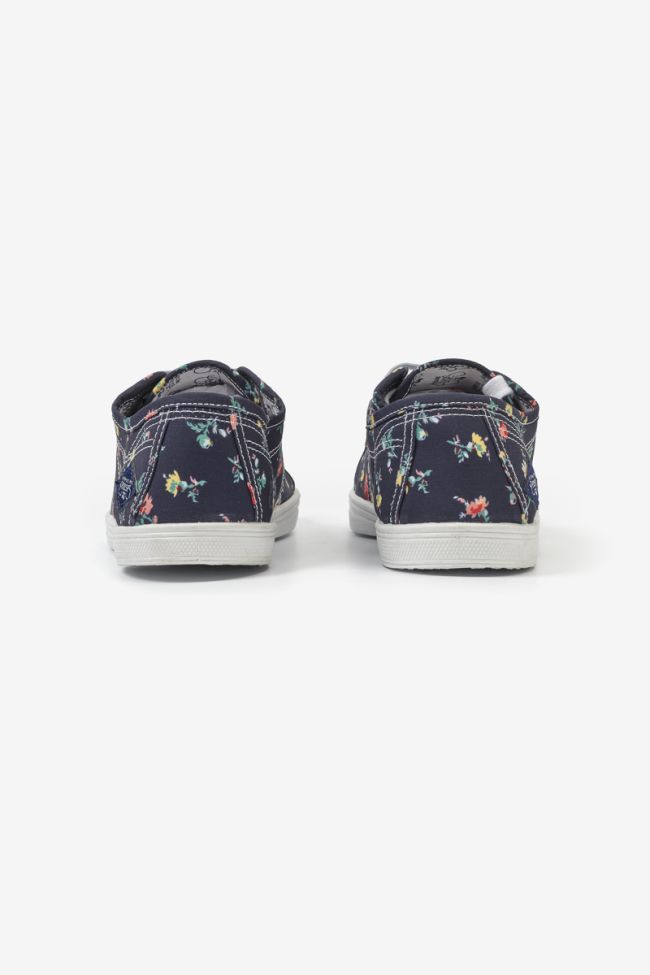 Sneakers Basic in Marineblau mit Blumenmuster