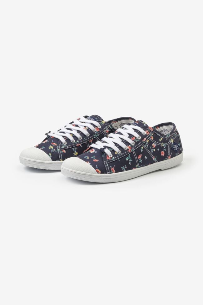 Sneakers Basic in Marineblau mit Blumenmuster