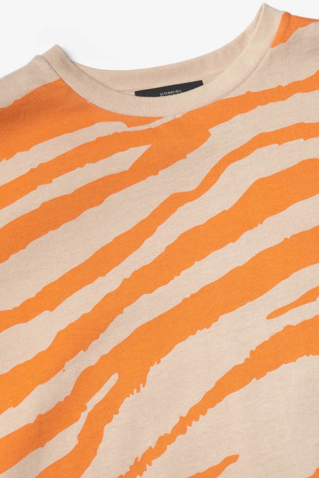 T-Shirt Zabrabo Zebramuster beige und orange bedruckt