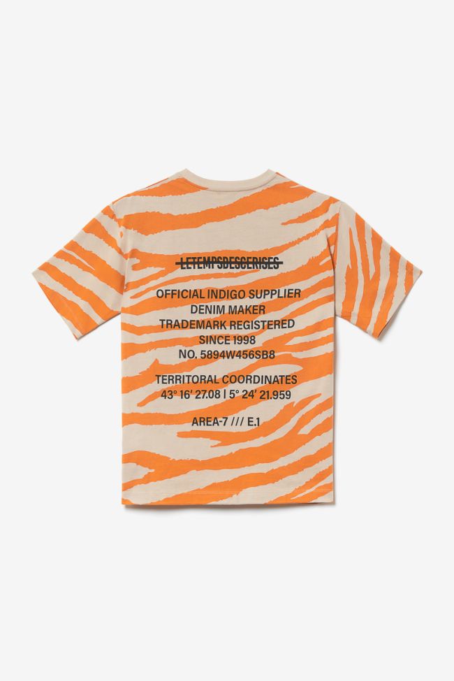 T-Shirt Zabrabo Zebramuster beige und orange bedruckt