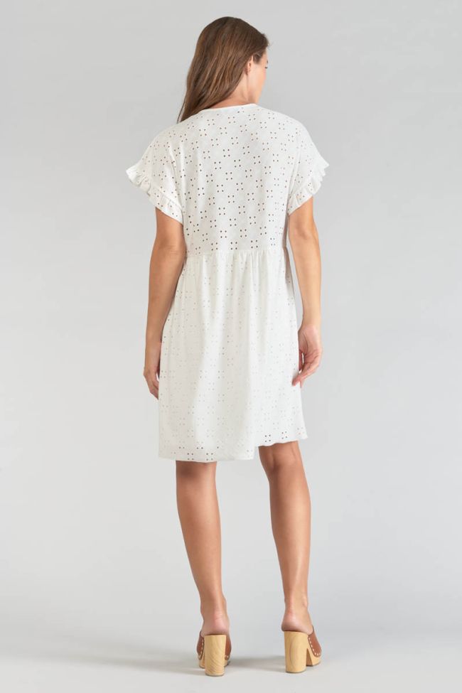 Kleid Lia mit Ajourmuster in Weiß