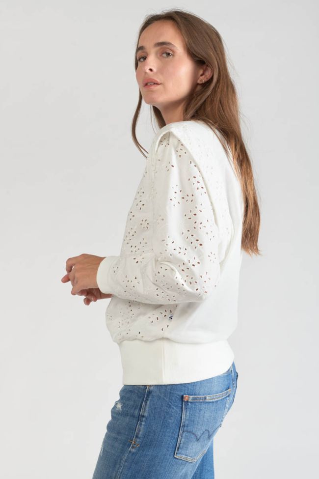 Sweatshirt Plume mit Lochmuster weiß