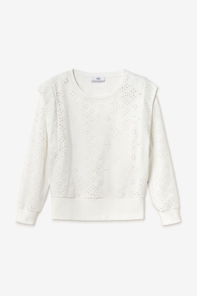 Sweatshirt Plume mit Lochmuster weiß