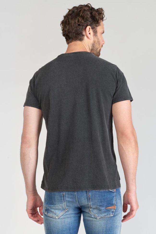 T-Shirt Stipe in grau verwaschener Druck