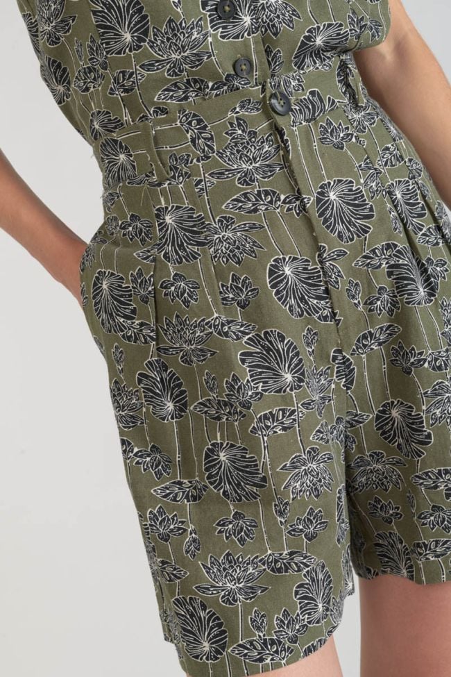Bermuda Shorts Fost khaki mit Blumenmuster