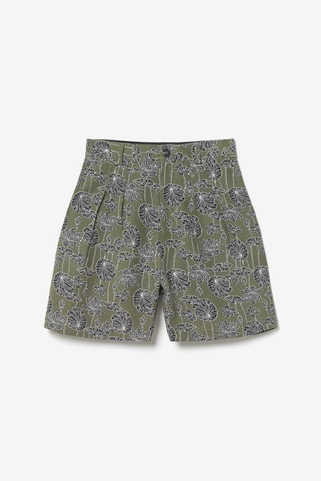 Bermuda Shorts Fost khaki mit Blumenmuster