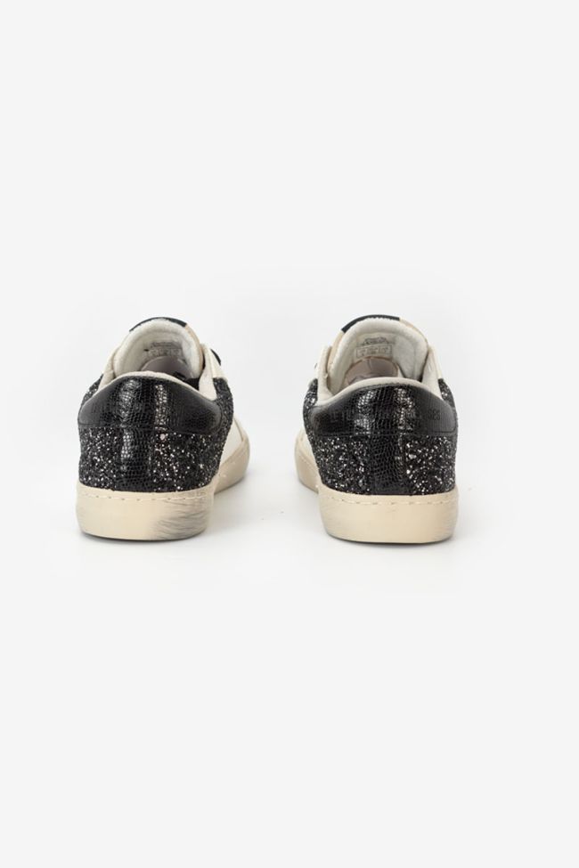 Weiße Bloom-Sneakers mit schwarzen Pailletten