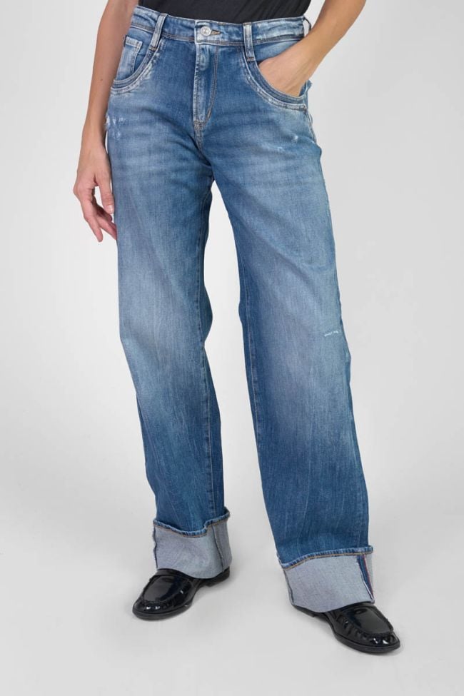 Jeans 400/28 regular loose Revers high waist destroy blau Nr.3