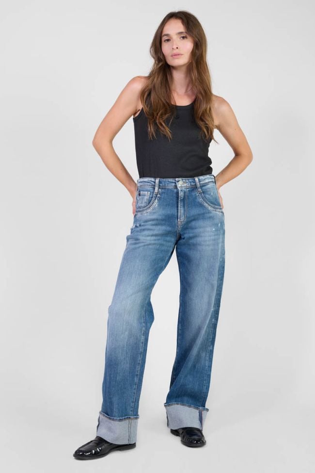 Jeans 400/28 regular loose Revers high waist destroy blau Nr.3