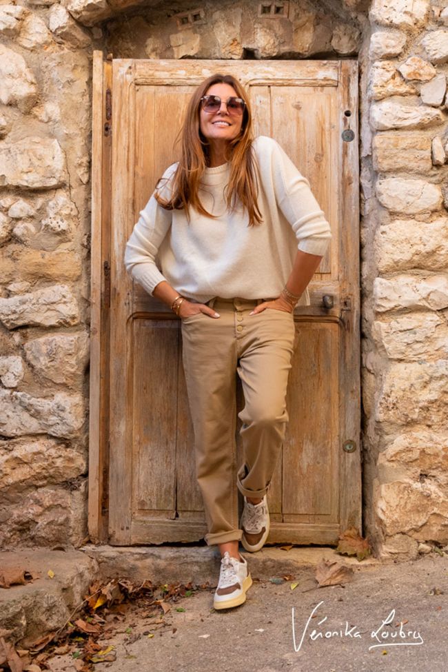 James 400/60 girlfriend by Véronika Loubry Jeans mit hoher Taille beige