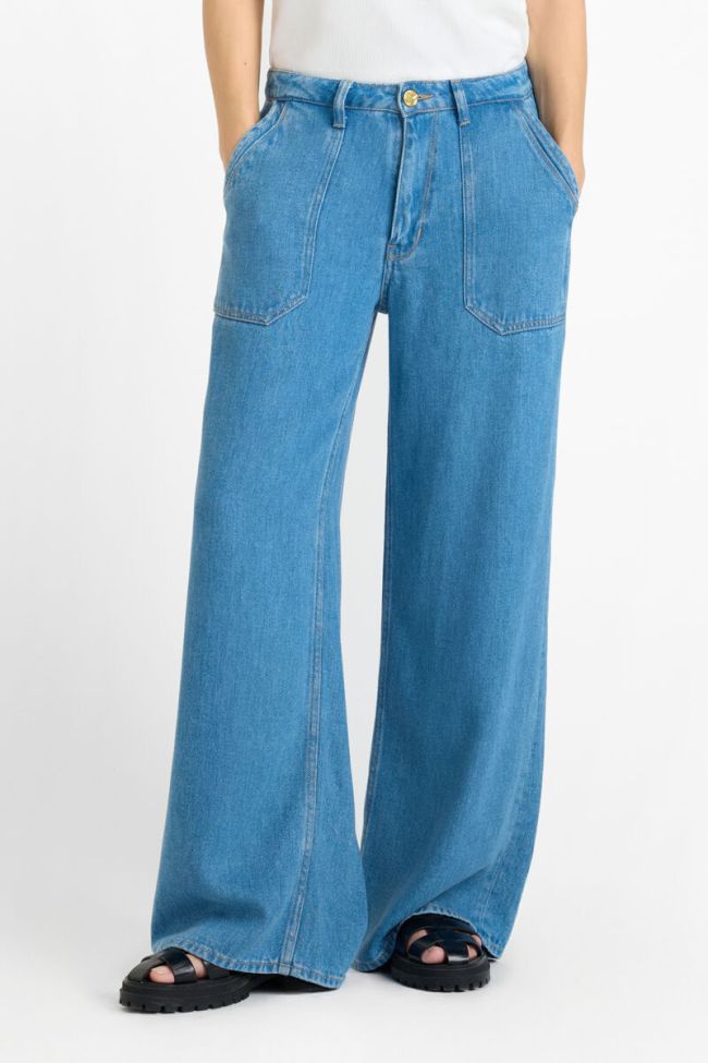 Jeans tencel wide leg Victoria high waist blau