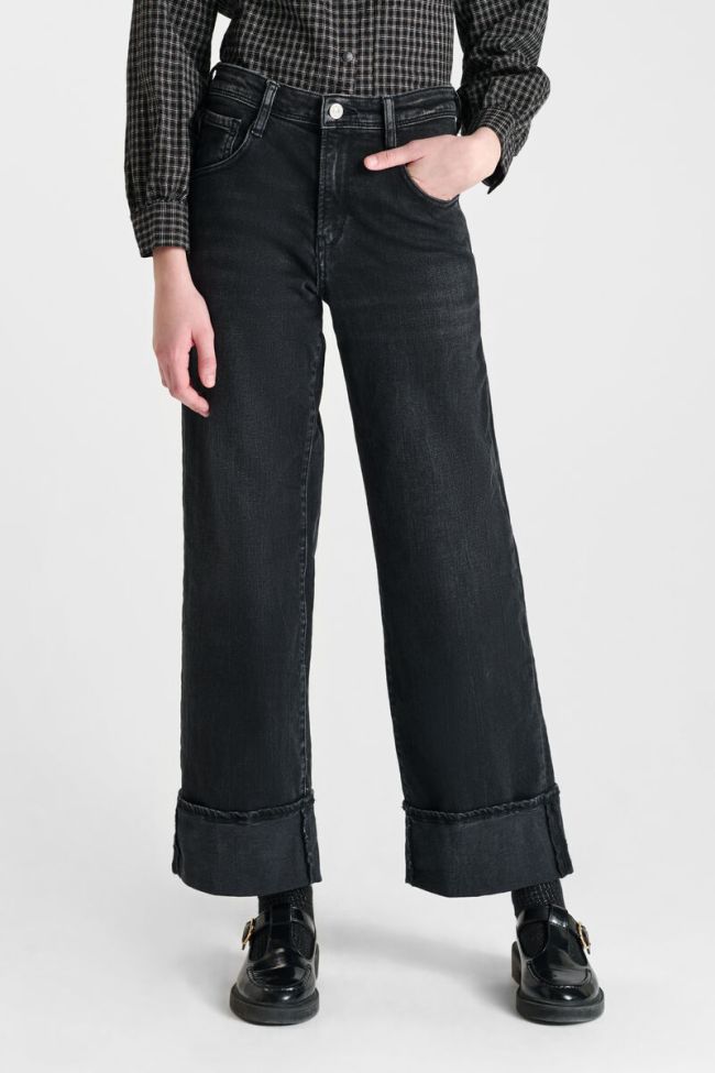 Jeans regular wide Revers High Waist schwarz Nr. 1