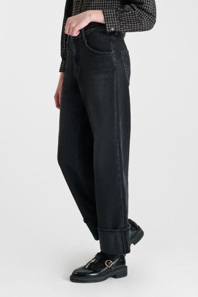 Jeans regular wide Revers High Waist schwarz Nr. 1