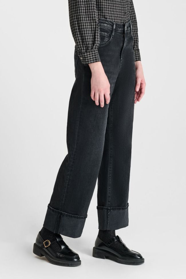 Jeans regular wide Revers High Waist schwarz Nr. 1