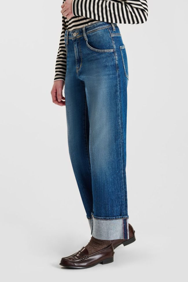 Jeans regular wide Revers High Waist blau Nr. 4